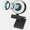 Webbkameror 1080p Full Web Camera för PC Computer Laptop Web med Microphone Ring Light Web Camara Webcamera