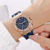 Horloges Luxe vier wijzerplaten Zes naalden Lichtgevend dameshorloge Modieus en veelzijdig Diamond Inlay Waterproof Silicone Tape Pols