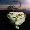 Brin Bodhi Racine Ethnique Collier Lotus Pendentif Perles Bracelets Bracelet Style Chinois Blanc Jade