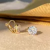 Ear Cuff Top Quality Cubic Zirconia Round Clip Earrings for Women Fashion Crystal Female Wedding Party Gift Jewelry 230728