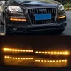 1 Conjunto LED DRL Dinâmico Sinal de Volta Amarelo Luz Diurna Para Audi Q7 2010 2011 2012 2013 2014 2015 Fog Lamp302M