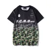 A Bathing Ape Shirt Summer New Black Gradient Camo Sports T-shirt Respirant Homme Casual Col Rond Manches Courtes Blanc