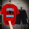 Mens Tracksuits Treble Trophies Blue Tshirt Short Fashion Casual Football Graphic Men Sets Summer Cotton Aesthetic Outfits 230727