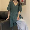 Maglioni da donna Camicia oversize in maglia a manica corta lunga scavata per donna Elegante top unico allentato bohémien da donna Commercio all'ingrosso