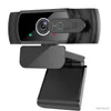 Webcams 1080p Webcam 마이크 PC 데스크탑 웹 카메라 라이브 방송 비디오 작업 용으로 회전 가능 R230728