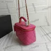 Bolsas de cosméticos estojos femininos designer clássico acolchoado caixa de vaidade bolsas com espelho superior alça co bolsa GHW tiracolo ombro cosmético Z230731