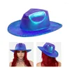 Berets N58F Breathable Fedora Hat Woman Men Felt Cowboy Sequins