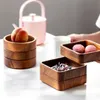 Dishes & Plates 1PCS Walnut Wood Serving Tray Square Rectangle Breakfast Sushi Snack Bread Dessert Cake Plate Easy Carry Stratific302T