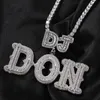 Pendant Necklaces Customized 2-row letter name pendant necklace suitable for men's hip-hop 3ACZ stone sparkling ice out rapper jewelry direct 230727