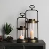 Bougeoirs Style industriel décoration fer Art vent lampe verre Transparent romantique support rétro grande taille