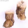 Boots New Fashion Fox Fur Women's Snow Boots Rainbow Multicolor Women's Winter Boots Warm Boots Women's Boots Z230728