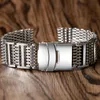 Watch Bands 202224mm HQ Shark Mesh Silver Stainless Steel Watchband Replacement Bracelet Men Folding Clasp with Safety Band Strap 230727