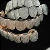 Pendanthalsband skräddarsydda tandgrillar isade ut Sterling Sier Real Gold Jewelry Zigzag Sätt VVS Moissanite Diamonds Teeths Gr otd2c