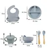 Cups Dishes Utensils Children's Set Baby Silicone 6 8 piece Tableware Suction Forks Spoons Bibs Straws Mother and Supplies 230727