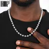 Hip Hop 6mm Heavy Bead Ronde Messing Zirkoon Iced Out Cubaanse Link Chain Aaa Prong Setting Kettingen voor mannen Vrouwen Sieraden