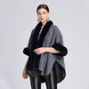 Foulards dame élégant polaire doublure laine manteau femmes Rex fausse fourrure col châle luxe chaud pardessus automne hiver cape Wrap