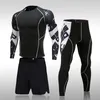Inne artykuły sportowe Man Compression Sport Suit Szybkie wysuszenie pocenie się Fitness Zestaw MMA Rashguard Male Sportswear Jogging Ubrania biegowe 230727