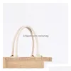 Sublimationsrohlinge Großhandel Plain Natural Tote Bag Kleine Jutebeutel für DIY Handmalerei Leere Polyester Canvas Totes mit Griffen Dhtwe