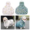 Vêtements pour chiens élégant dessin animé imprimé à capuche pour animaux de compagnie chiot Raincape Outwear imperméable avec anneau de traction imperméable à la pluie