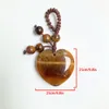 Natural Stone Key Chain Heart Shape Tiger Eye Stone Rose Quartzs Keychain for Women Men Jewelry Accessories Gift Size 25x25mm