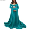 출산 드레스 임산부 드레스 사진 사진 촬영을위한 임신 드레스 여성 출산 옷 여름 어깨 긴 소매 z230731