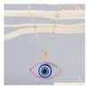 Pendentif Colliers 7 Couleurs Vintage Ethnique Ovale Turquie Mauvais Yeux Collier Pour Femmes Or Couleur Blue Eye Choker Clavicule Chaîne Turc Dhkhu