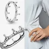 925 Pierścienie srebrne Princess Tiara Crown Blawling Love Heart Biżuteria rocznica CZ Pandora Pierścienie dla kobiet zaręczyn