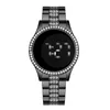 Relógios de pulso femininos com tela sensível ao toque LED digitais femininos diamante de luxo pulseira de aço quartzo relógio feminino