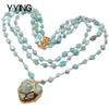 Чары Yying 3 Strands Natural Blue Larimar Rosary Chain Collece Countrace Coolsed Pendate Corpente Collece для женщин 18 '230727