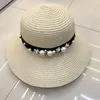 Chapéus de aba larga femininos chapéu de verão criativo legal pequeno moda pérola palha guarda-sol disquete praia protetor solar viagem viseira bonés H094