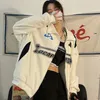 Herrtröjor tröjor kvinnor y2k överdimensionerade tröjor hösten retro koreansk brev tryck blixtlås jacka kappa damer trend lösa hip hop hoodies topps 230728