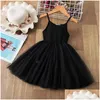 Vestidos para meninas Meninas Verão Sem Mangas Vestido Princesa Colete de Algodão Tops Estampados Malha Tutu Vestidos Infantis Roupas Infantis Festa B Dho4F