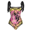 Swim Wear Moda Maiô Estampado Polvo Sexy Maiô Praia Moda Sem Alças Costas Sem Costas Maiô Praia Blusa Gravata Pré-venda 230727