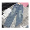 Women'S Plus Size Pants Letter Print Ripped Denim For Women Designer High Grade Jeans Girl Street Style Straight Leg Pant Drop Deliv Ot8Lh