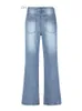 Women's Jeans High waist Denim pocket jeans women's street clothes casual slow jeans retro blue full pants super large best straight pants Z230728