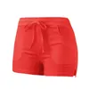 Kvinnors shorts Elastisk midja dragskombomull Summer Kvinnor Casual 2023 strand med fickbyxor kvinnliga damer