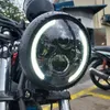 Éclairage de moto 75" Phare avant de moto LED HiLo Beam Lampe frontale ronde Clignotant DRL Lumière de conduite pour HarleyBobber Cafe racer Bike x0728