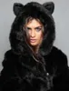 女性の毛皮のフェイクファーザドリンファッション冬の女性フェイクファーコート猫の耳と厚い暖かい長袖黒い偽のファージャケットジレットフォーリュアhkd230727