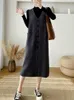 Casual Dresses Women Autumn Winter Two Piece Set Vintage V Neck Single Breasted Vest Dress Långärmad tröja Pullover Suit