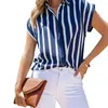 Women's Blouses Summer European And American Striped Lapel Cardigan Single-breasted Casual Loose Shirt Women/S-2XL