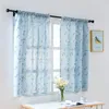 Cortina estampada cortinas transparentes decoração moderna para sala de estar quarto cozinha voile tule bordado janela curta