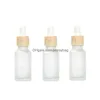 Packing Bottles 10Ml 15Ml 20Ml 30Ml 50Ml Frosted Glass Dropper Bottle Cosmetics Jar For Essential Oil With Imitated Bamboo Lids Drop D Ottbm