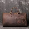 Duffel Bags Highend Large Vintage Brown Black Thick Genuine Crazy Horse Leather Business Men Travel Bag Shoulder Messenger Duffle M1018