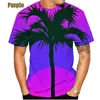 T-shirts pour hommes Fashion Hawaii Holiday Surfing Paradise 3D T-shirt Beach Palm Motif Imprimé Shirt Colorful Hawaiian Short Sleeve Tees