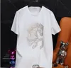 Camiseta masculina de algodão puro, marca da moda, camiseta de manga curta para homens e mulheres com diamantes quentes, tendência da moda, camiseta 2023, nova camiseta da moda