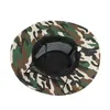 Cappelli a tesa larga Cappello da pescatore mimetico in rete traspirante per esterni Protezione solare Caccia Pesca Berretto da trekking Militare Panama Esercito estivo