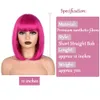 Cosplay Wigs Short Straight Bob Wig for Women Synthetic Wigs Brown to Blonde Ombre Natural Fake Hair Heatresistant Wig Pink Wig With Bangs 230727