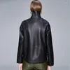 Femmes en cuir PinkyIsBlack Vintage veste en cuir synthétique polyuréthane femmes haute rue col rabattu moteur motard manteaux Punk lâche vêtements d'extérieur décontractés