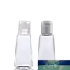 Fyrkantig transparent 30 ml handrensning av plastflaskflipkapslock 1 oz prov handtvätt fluidflaskor bärbar tvätt gel container285a