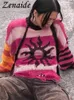 Maglioni da donna Zenaide Autunno Inverno Top a manica lunga Stampa di moda Pullover in maglia Scava fuori Maglioni casual allentati Donna 230727